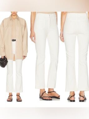 MOTHER The Hustler Patch Pocket Flood Denim Jeans In Wash: CREAM PUFFS